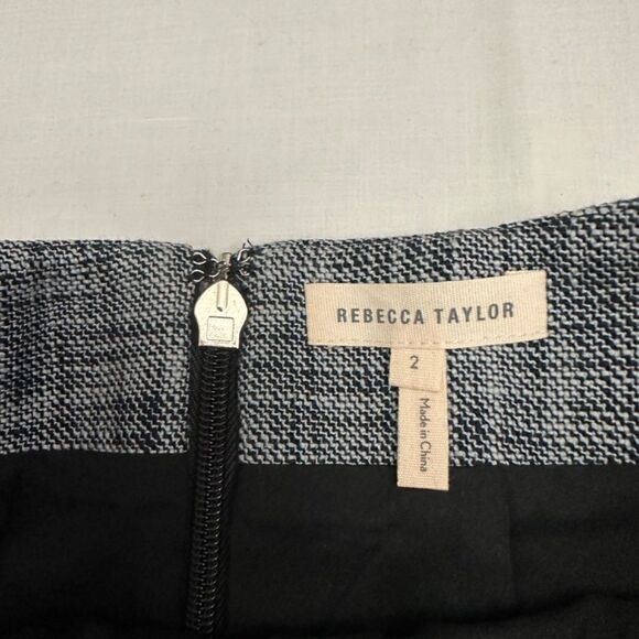 Rebecca Taylor Slub Suiting A-Line Skirt with Fringe Hem - Picture 2 of 6